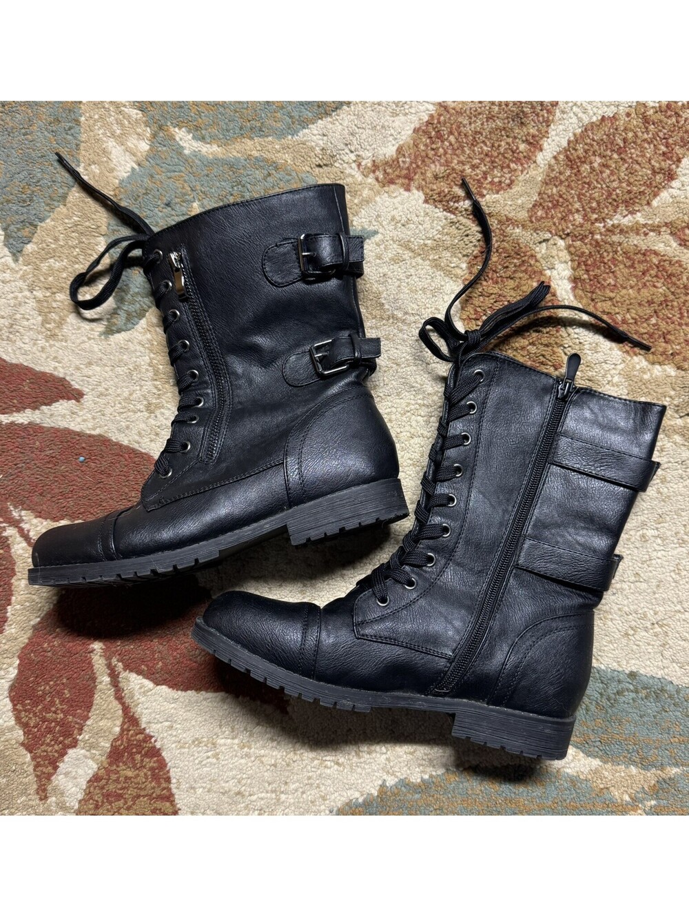 DREAM PAIRS Women's Boots Lace/Zip up Buckle Mid Calf Boots size 7.5